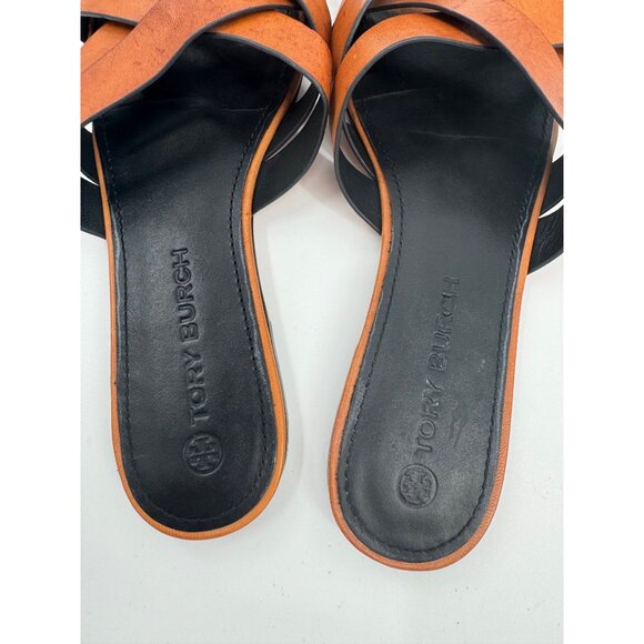 Tory Burch Brown City Slide Leather Slip-On Sandals Size 9M - Picture 10 of 11